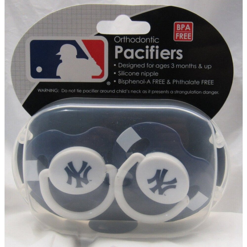 MLB New York Yankees Pacifier set of 2 Striped w/Case by baby fanatic